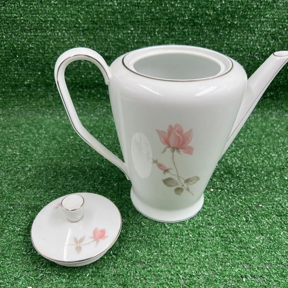 Rosenthal White Ceramic Pink‎ Floral Coffee Pitcher #348818